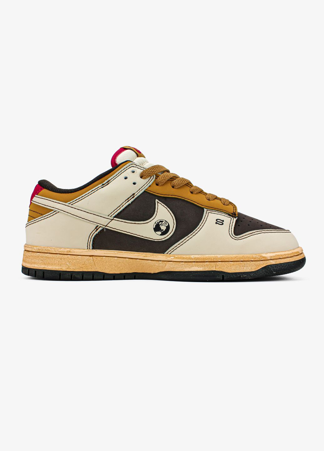 Коричневые всесезонные кроссовки мужские nike sb dunk low x stussy 40th brown | найк сб данк низкие коричневые No Brand