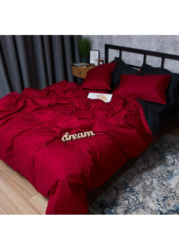 Комплект постільної білизни Satin Stripe «» Полуторний Євро 160х220 наволочки 4х70х70 (MS-820008564) Moon&Star Dark Romance (356116785)