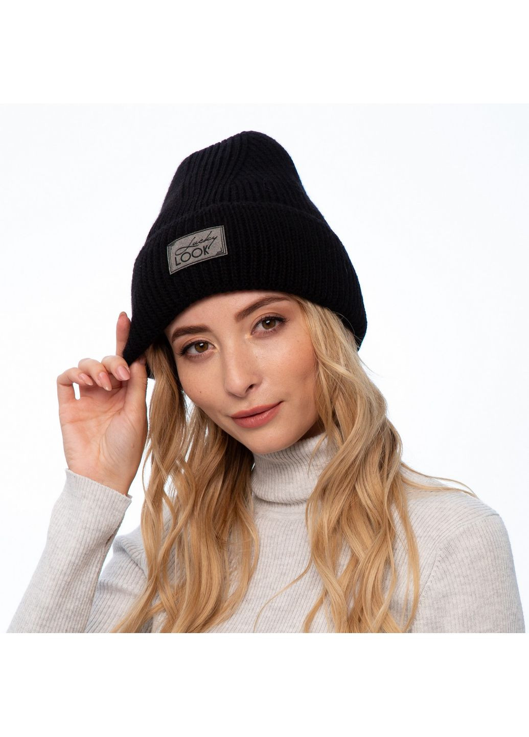 Шапка бини женская шерсть черная LUKE LuckyLOOK 924-385 (322790166)