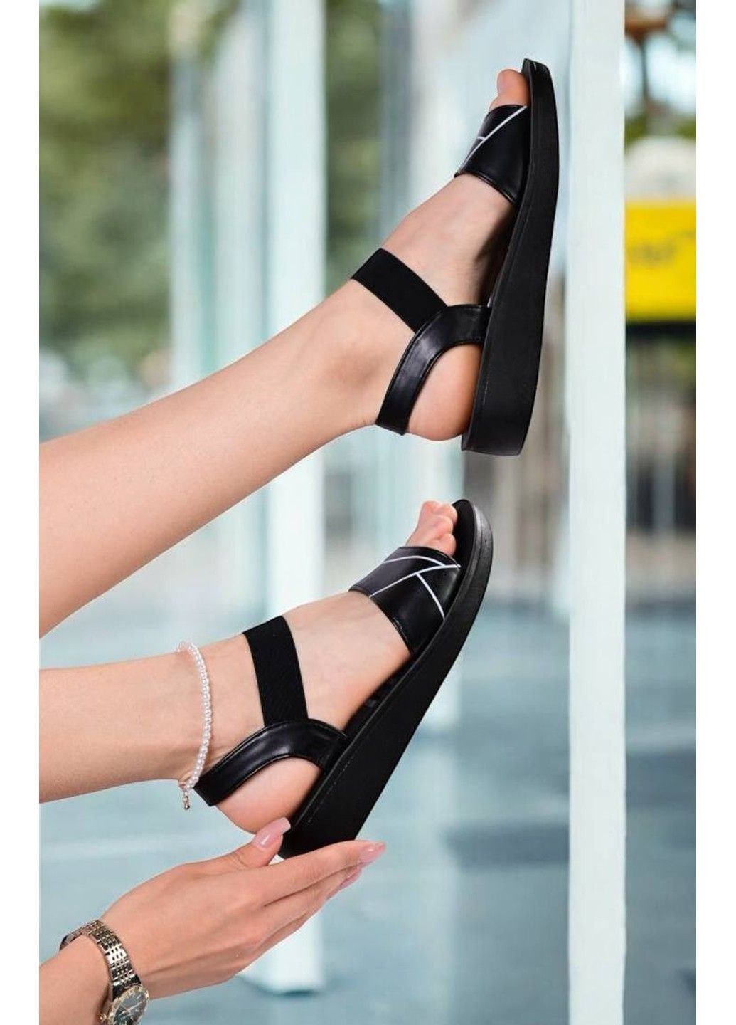 Черные босоножки женские узор черные YiYi