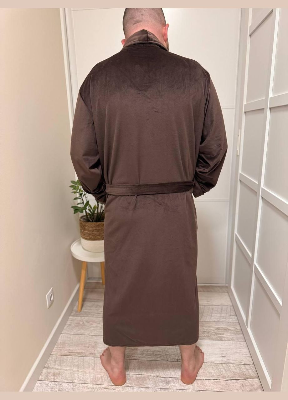 Мужской велюровый халат на запах Коричневый L/XL (Mhalat001-1) No Brand (306633789)