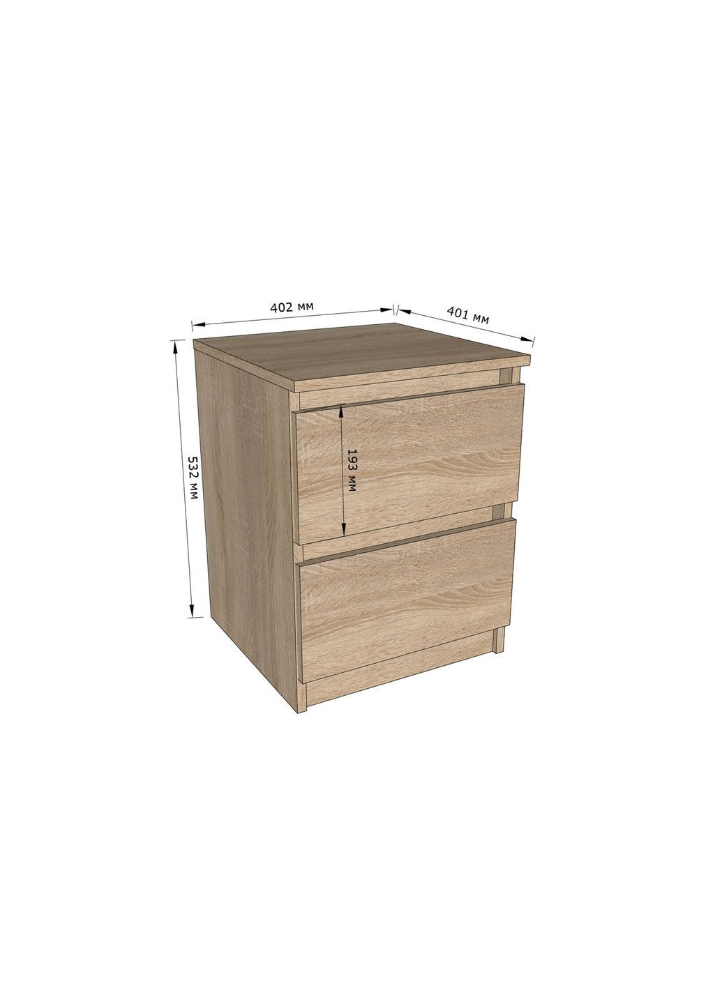 Тумба приліжкова в спальню, з фасадами без ручок Т-225 від Дуб Сонома/Білий MORELI (335424069)