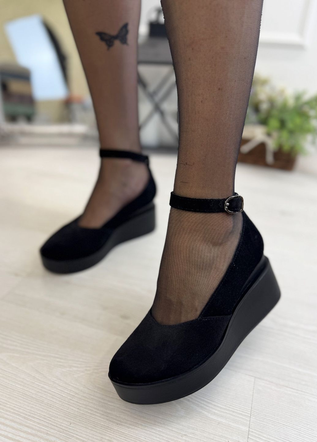 Vasha para Туфли женские замшевые на платформе. Цвет черный черный з натуральная замша, украина — (350880156)