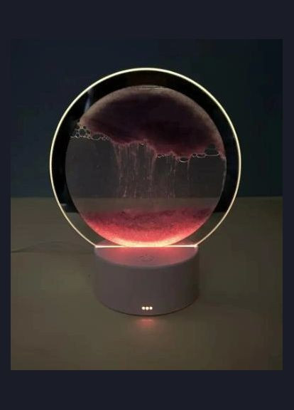 Настольная лампа песочные горы 3D ночник с USB, RGB и подставкой, движущиеся песочные часы. No Brand W_2029246141 (302394459)