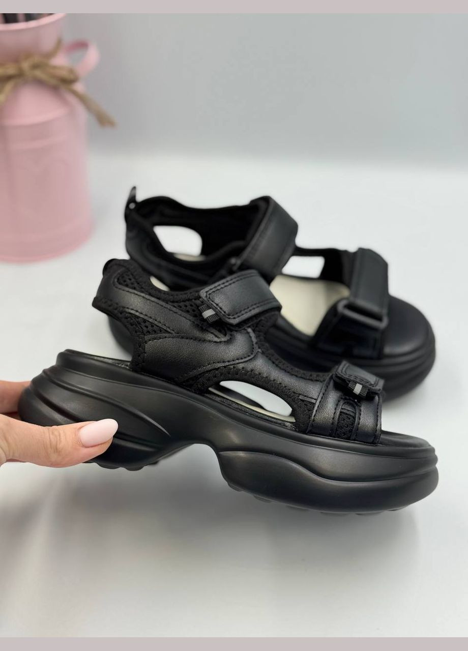 Черные кожаные босоножки для мальчиков Clibee