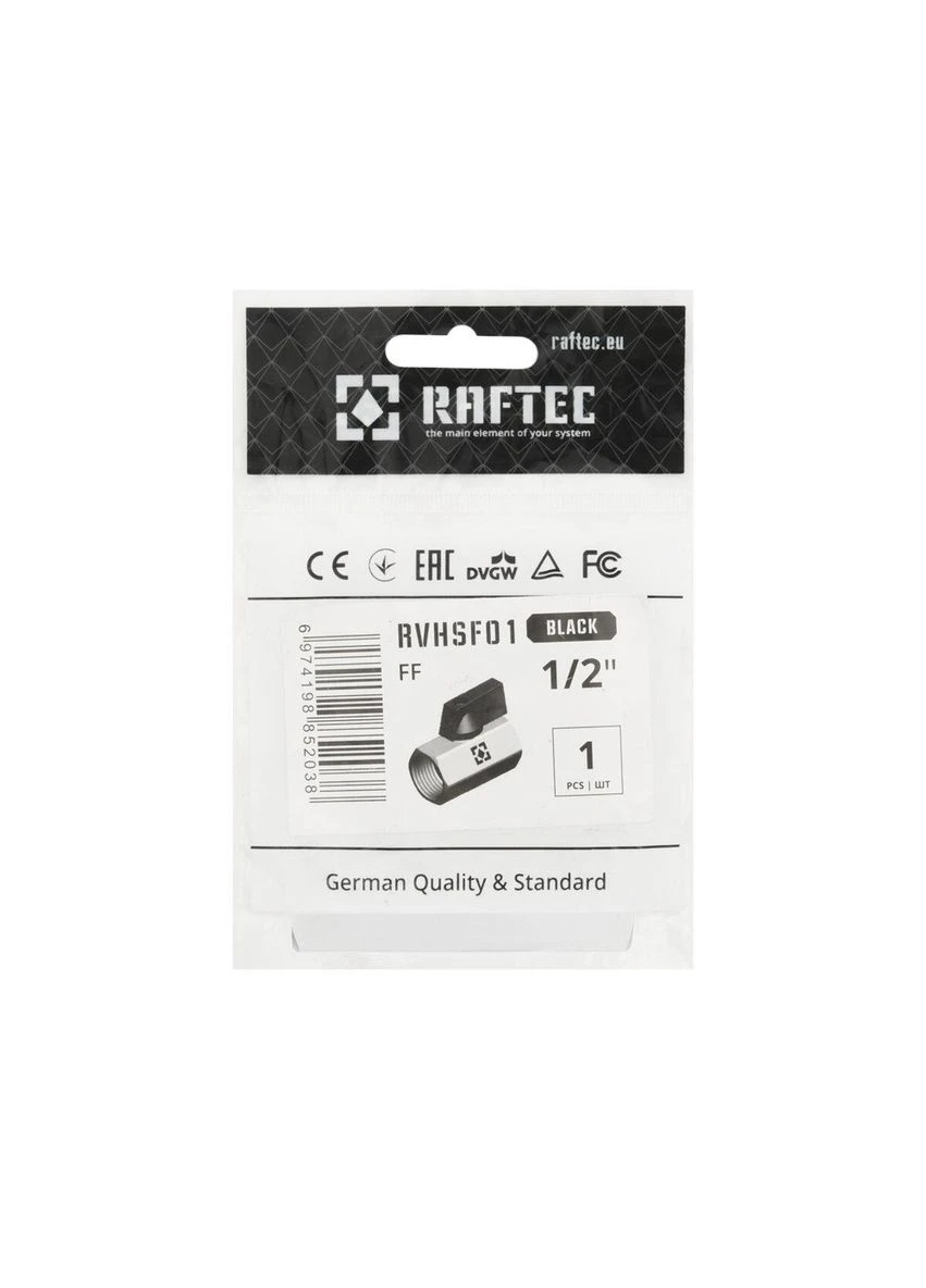 Кран шаровый BLACK 1/2" ВВ mini PN10 (RVHSF01) Raftec (385873873)