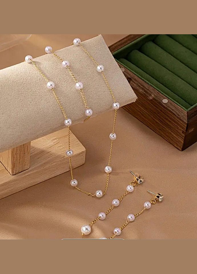 Комплект чокер, браслет и сережки бусины ( имитация жемчужин) No Brand (335064390)