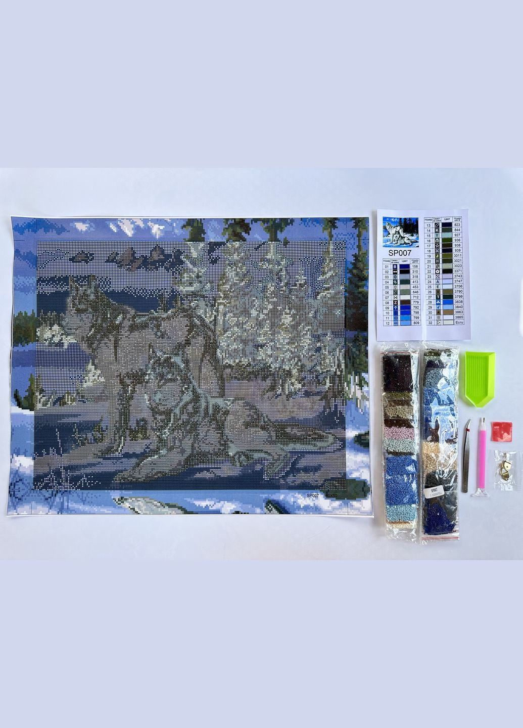 Набір алмазної мозаїки 40х50 Вовки на снігу SP007 ColorArt (299772305)