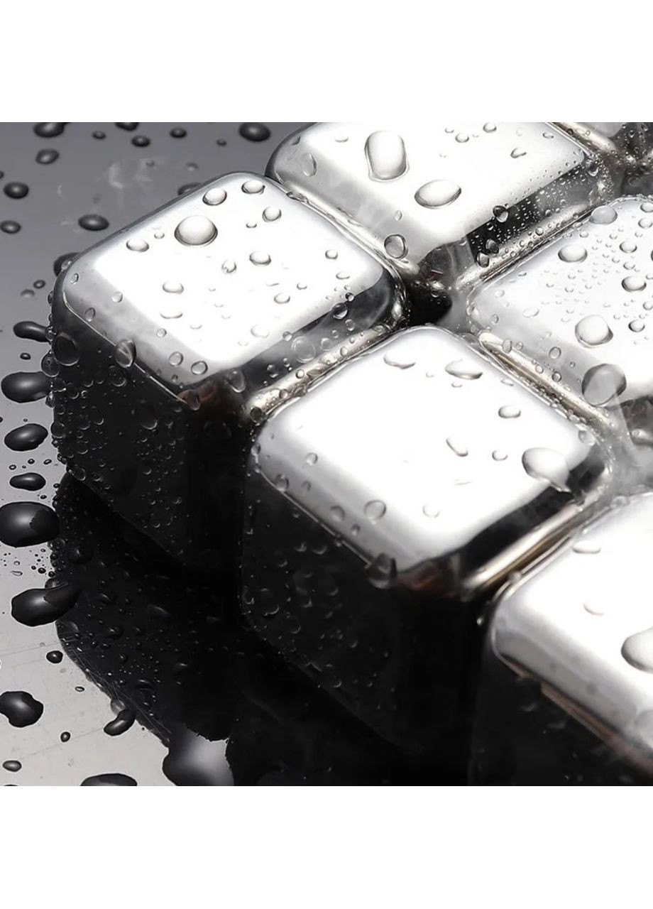 Набір з 8 каменів - металевих кубів для охолодження напоїв, які не розбавляють + щипці No Brand (307016772)