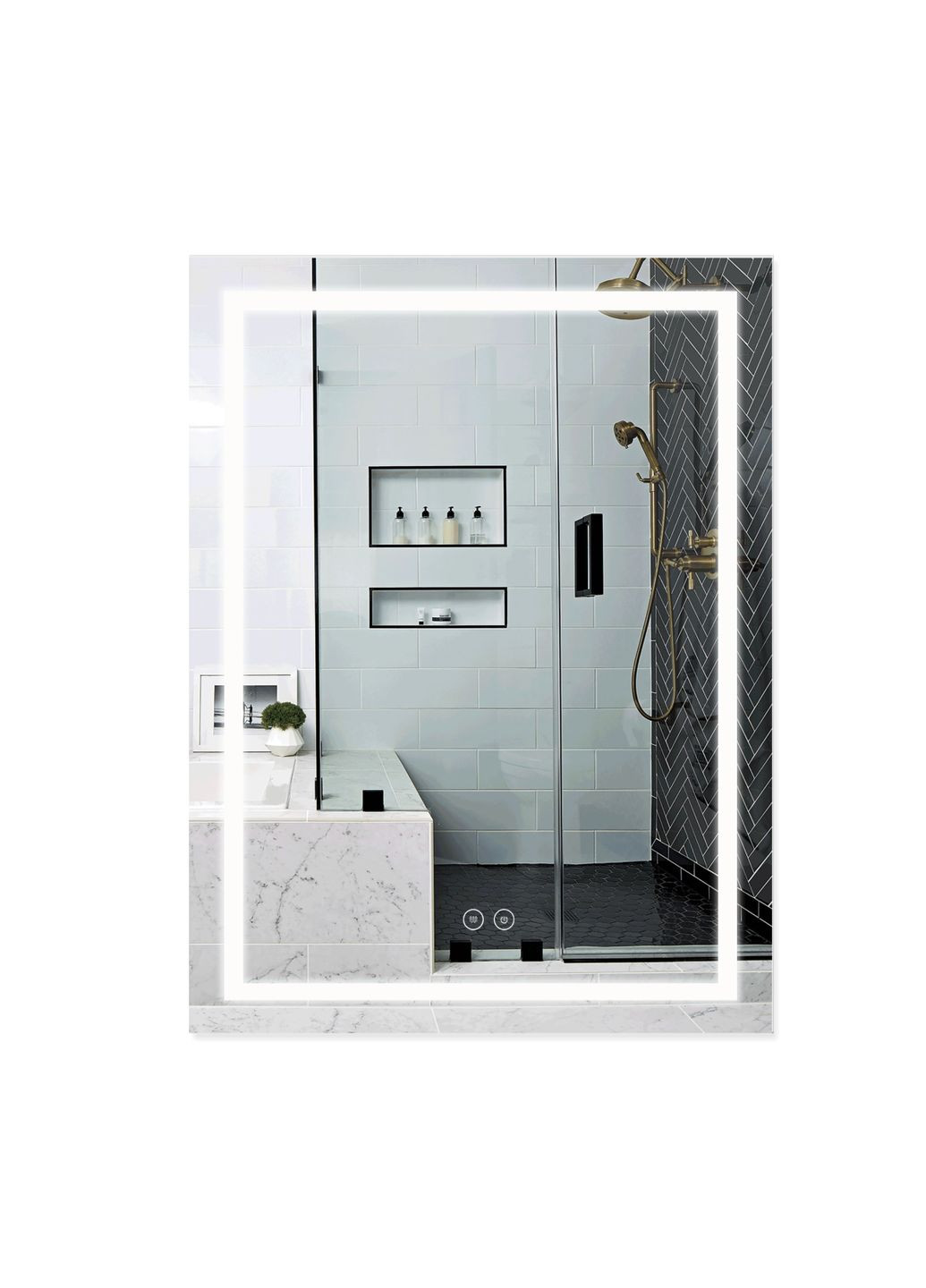 Дзеркало Mideya (DC-F937) 600х800 з LED-підсвічуванням Touch, з антизапотіванням, димером, рег. яскравості QT2078F937W Qtap MI3 (336965338)