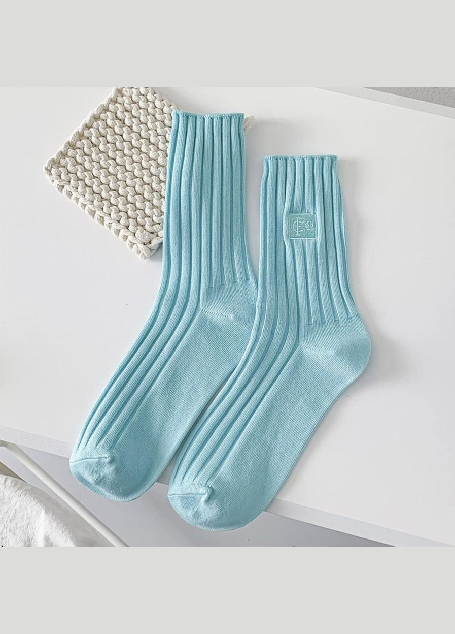 Комбинированные носки женские, высокие и стильные, хлопковые 35-40р, однотонные, набор 8 шт, разноцветные (336386302)