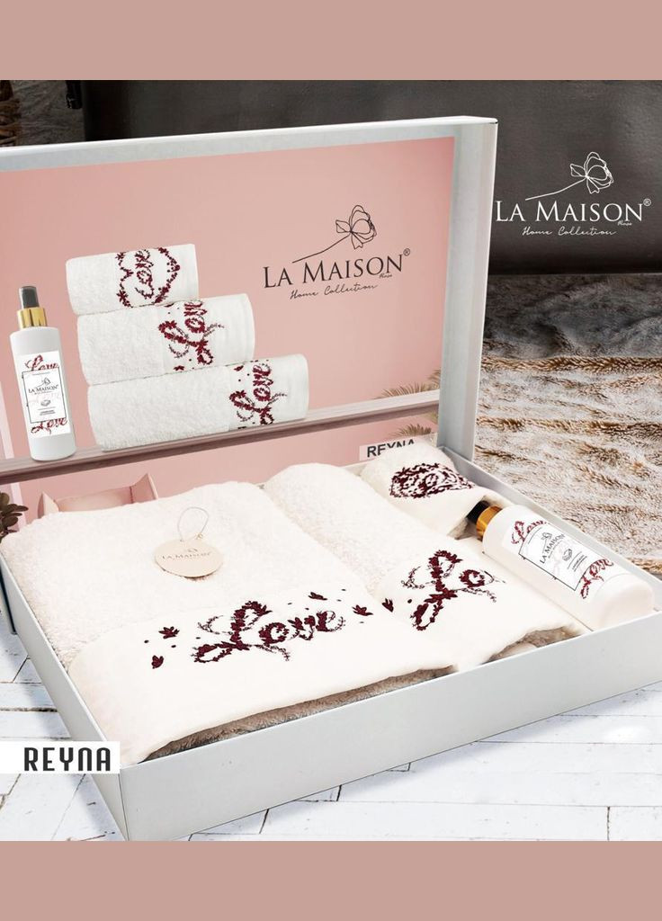 Подарочный набор полотенец La, 3 шт. с ароматом Reyna Maison белый