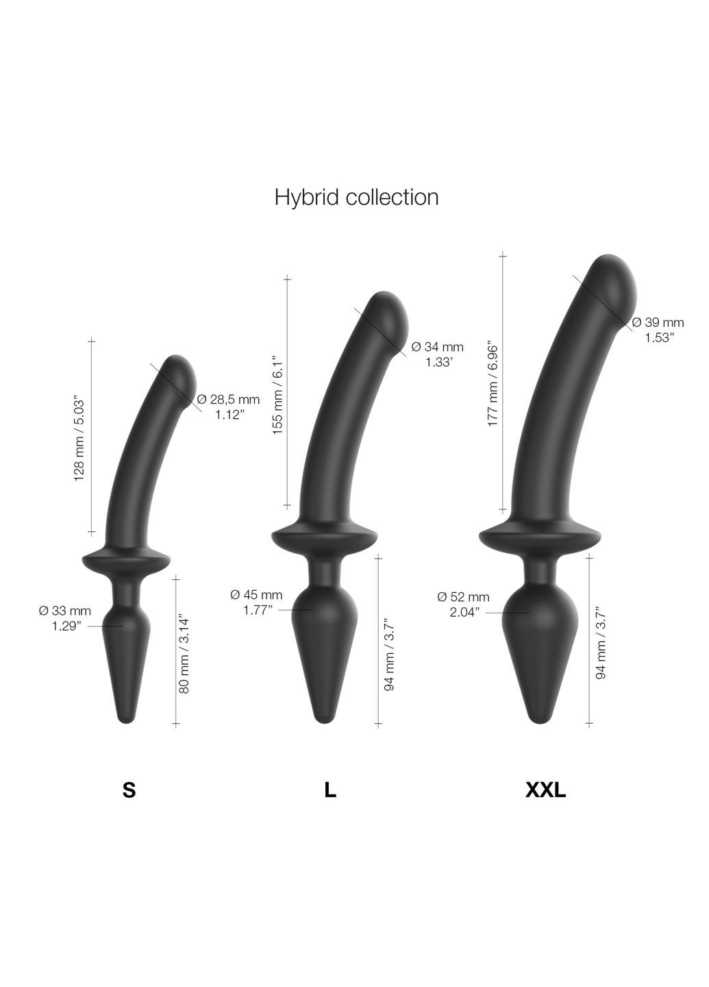 Анальна пробка з дилдо 2в1 SWITCH PLUG-IN DILDO Black XXL, діаметр 5,2/3,9 см - CherryLove Strap-On-Me (339867201)