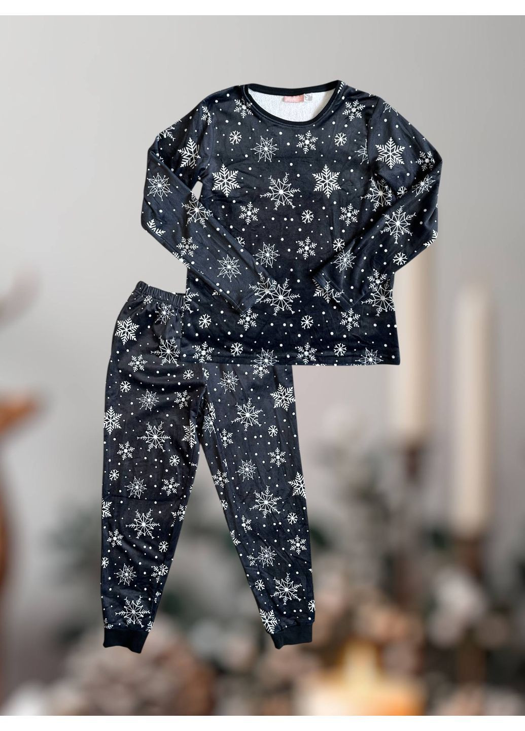 Синяя зимняя пижама велюровая свитшот + брюки Pepperts