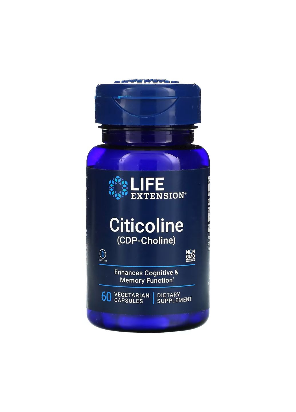 Когнітивна добавка для мозку Citicoline 60 капсул без глютену та ГМО Life Extension (367956589)
