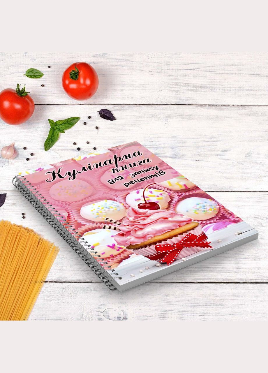 Кулинарная книга для записи рецептов розовая "Кекс" на спирали Кавун блокнот для запису (316116243)