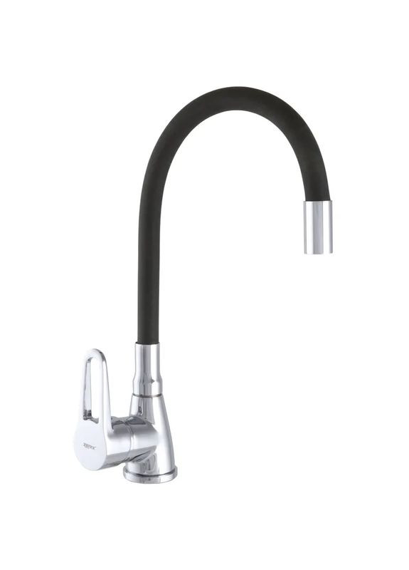 Змішувач для кухні SOP7 045 з чорним гнучким виливом (ZX2662) — одноважільний змішувач для кухні з гнучким чорним виливом Zerix (334003568)