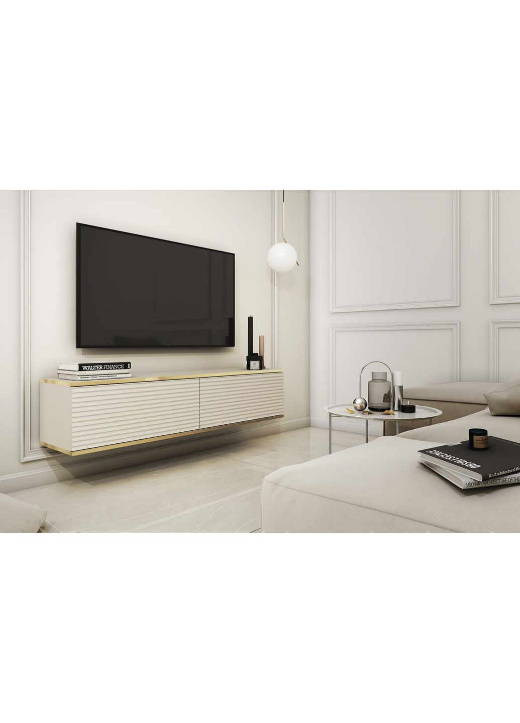 Тумба под телевизор навесная Оро/Oro 2-дверная RTV135 MDF (PFH-091356) Perfect Home (367179042)