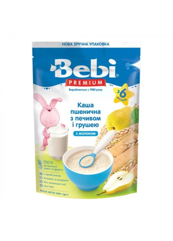 Детская каша Premium молочная пшеничная с печеньем и грушей +6 мес. 200 г (8606019654283) Bebi (401772809)