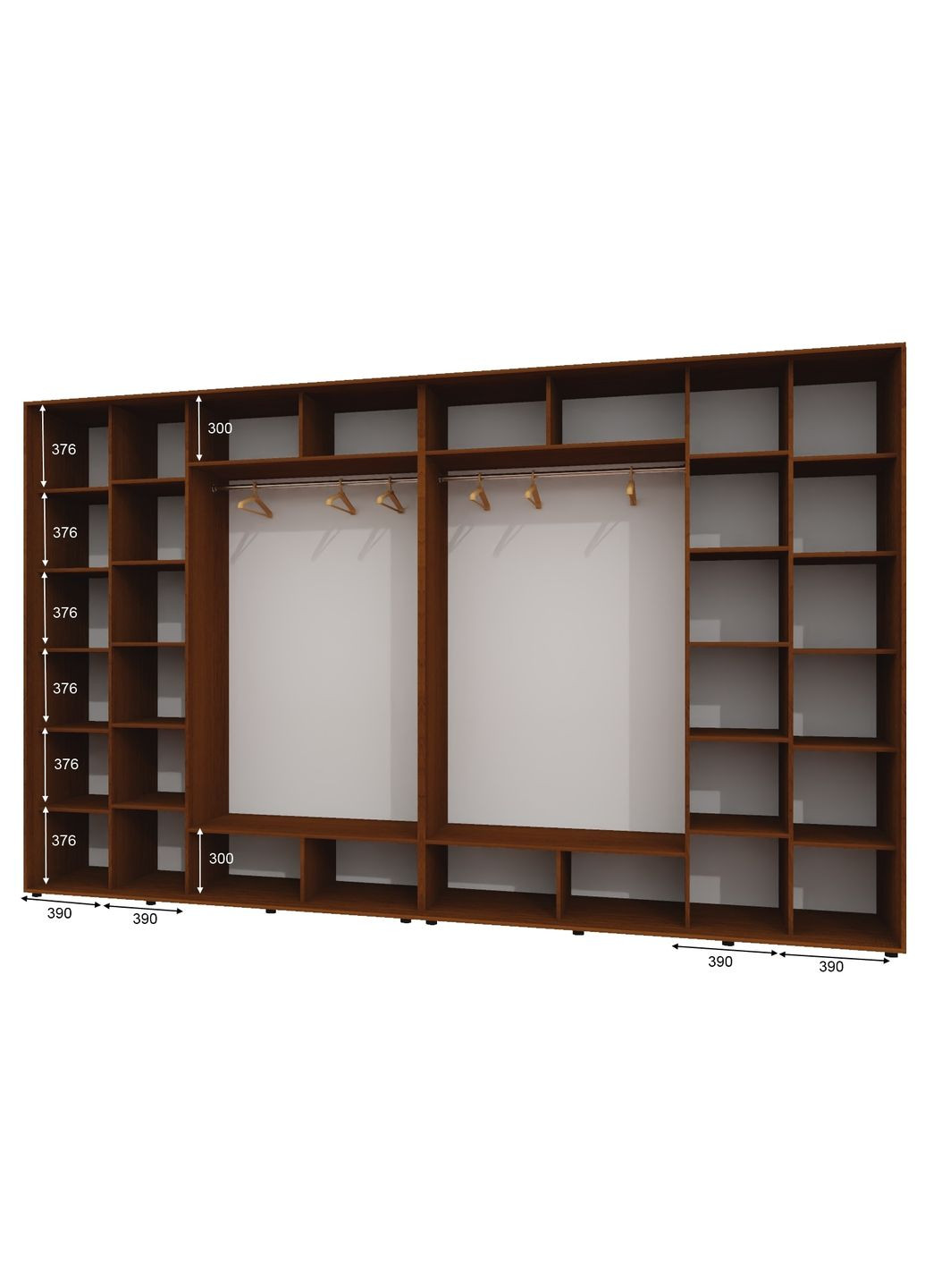 Шкаф-купе четырехдверный 390*60*220 Орех лесной 2 Зеркала с пескоструйным рисунком/2 Зеркала Алекса (360441393)