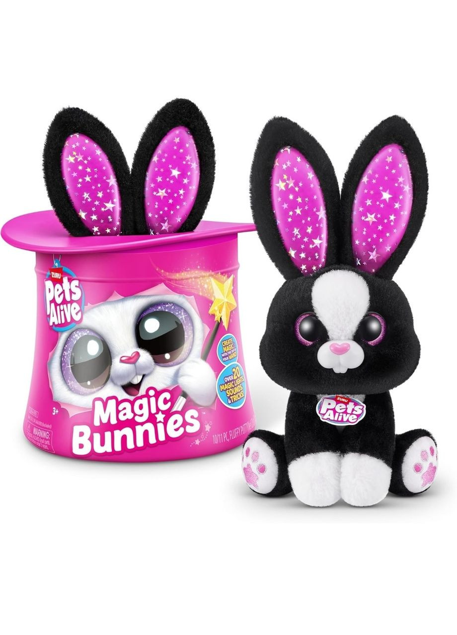 Интерактивная мягкая игрушка Pets Alive Magic Bunnies (Sootie) – черный кролик волшебник, сюрприз Zuru (369726555)