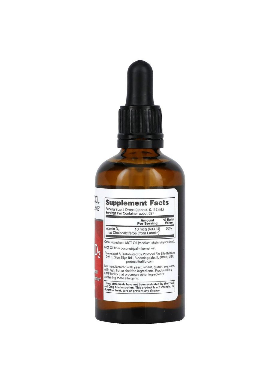 Масляный витамин D3 Liquid Vitamin D3 400 МЕ 59 мл Protocol for Life Balance (357340125)
