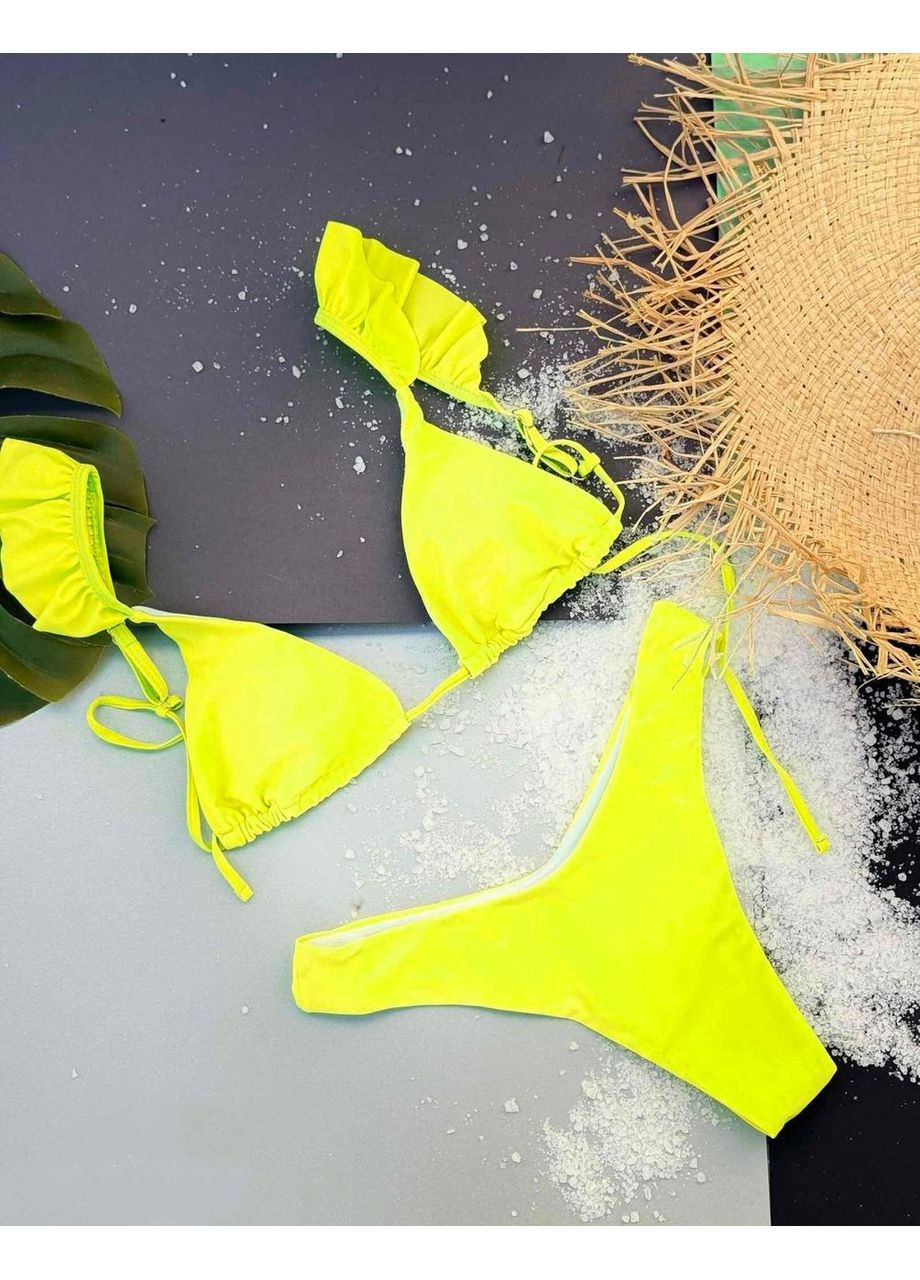 Жовтий демісезонний жіночий купальник роздільний з м'якою чашкою с-2хл New Collection