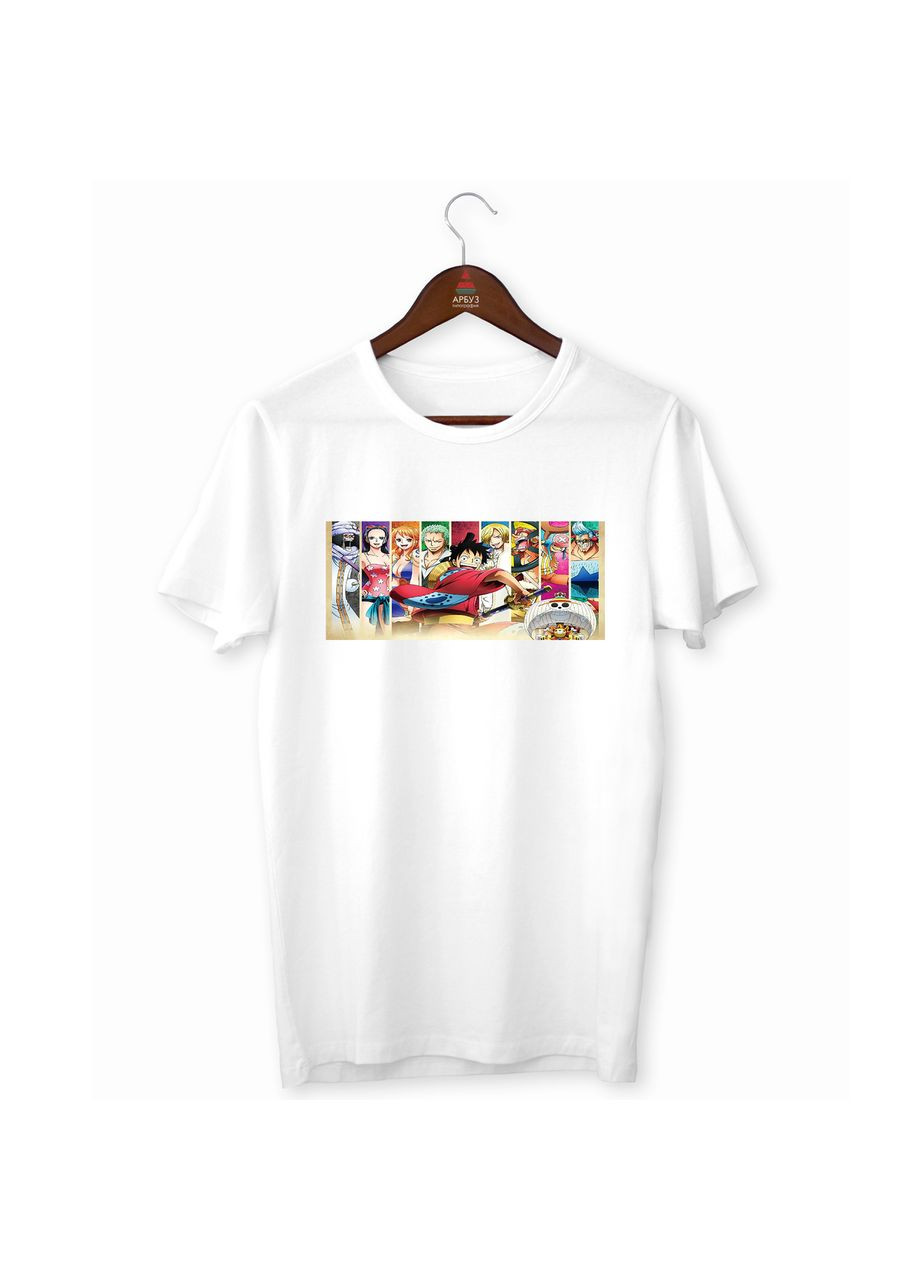Футболка біла з аніме принтом "One Piece Ван-Піс Luffy Луффі та команда" Кавун футболка (316345972)