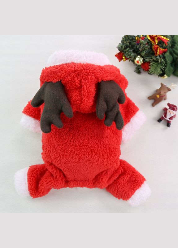 Різдвяний костюм для собак "Оленятко" на флісі червоного кольору розмір S No Brand (299839989)