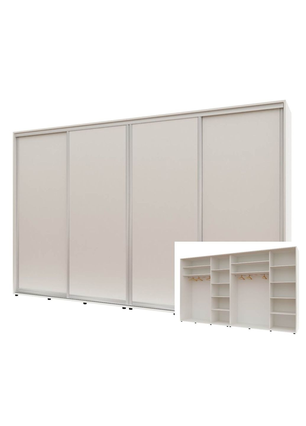 Шкаф-купе четырехдверный Комфорт Мебель 400*45*210 см Белый 4 двери ДСП Стандарт Комфорт Меблі (360461198)