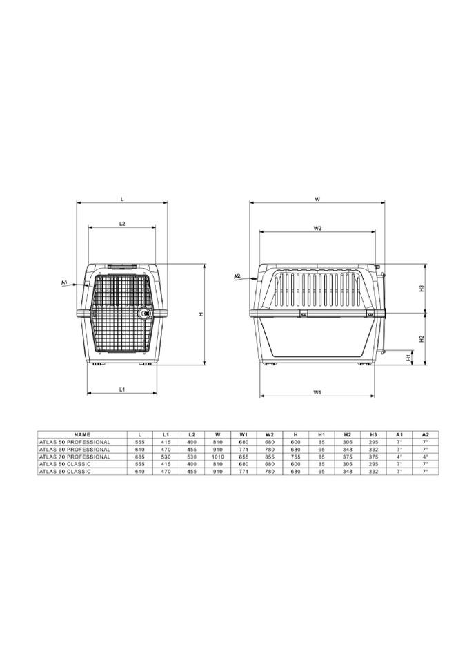 Переноска для собак та котів Atlas Professional 60 сіра до 45 кг 61x91x68 см 73060021 Ferplast (330636438)