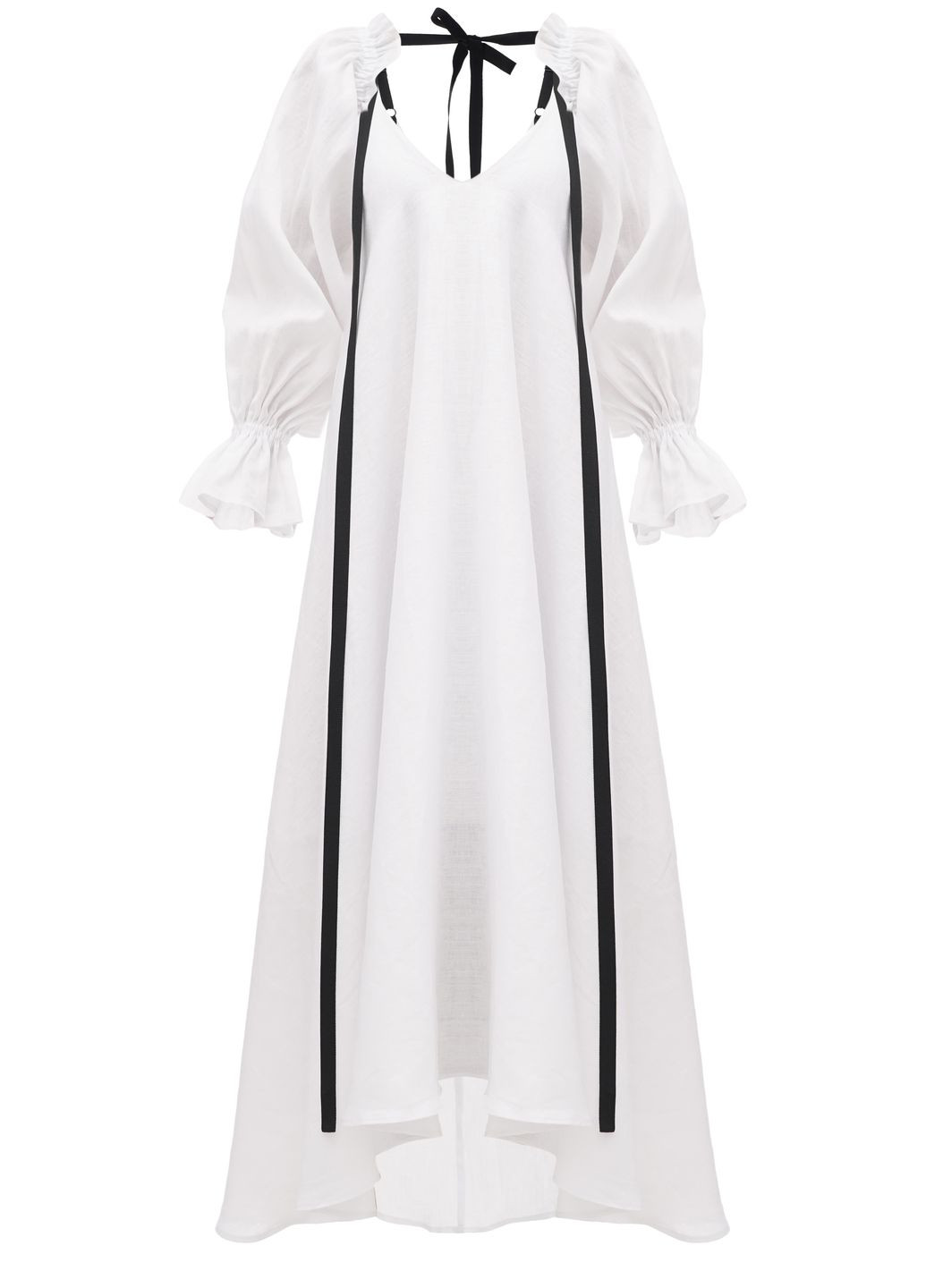 Білий комплект з органічного льону (сукня, крильця та рукави) на зріст від 170см+ HOCHUSOBITAKE