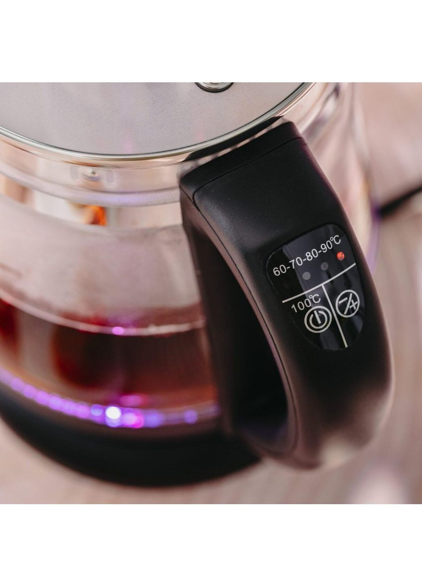 Стеклянный чайник с заварником AD 1299 Черный 2200Вт 1.5л Adler (372458420)