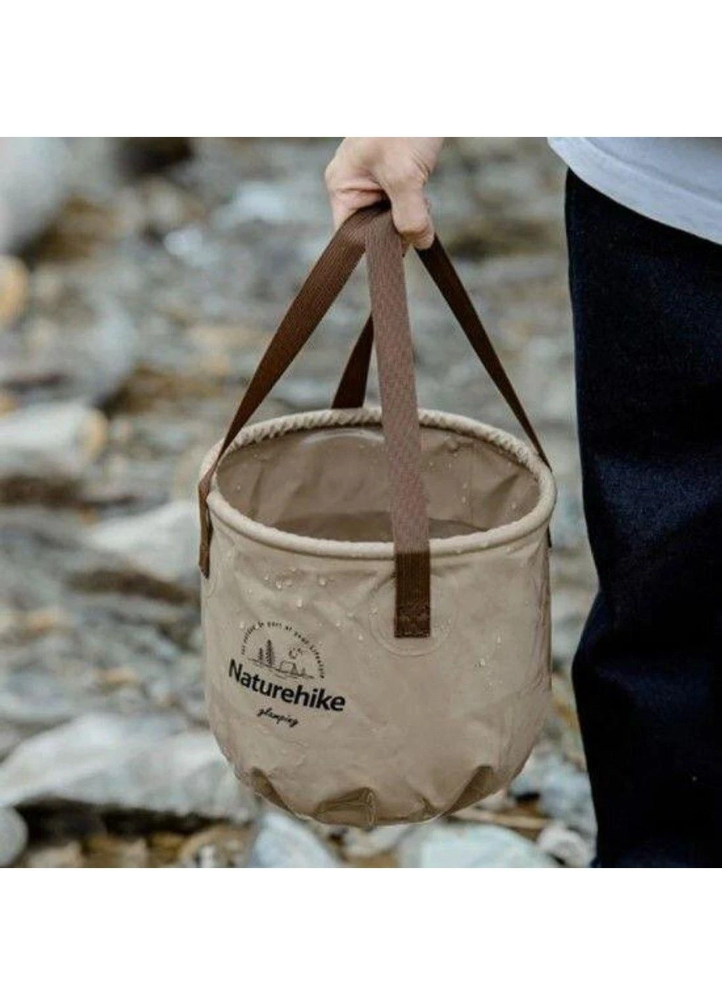 Складне відро Naturehike NH20SJ040 для води із ПВХ 10л (Коричневий) No Brand (332637635)