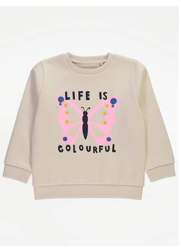 George світшот на флісі метелик малюнок молочний спортивний, повсякденний тринитка з начосом