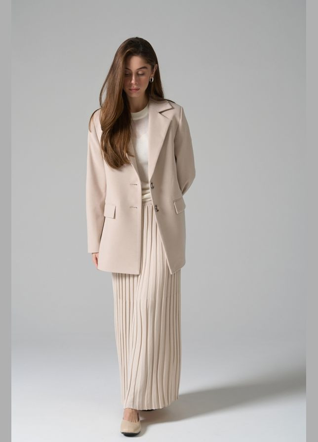 Бежеве демісезонне Напівпальто оверсайз з вовною та кашеміром (563) Bellise