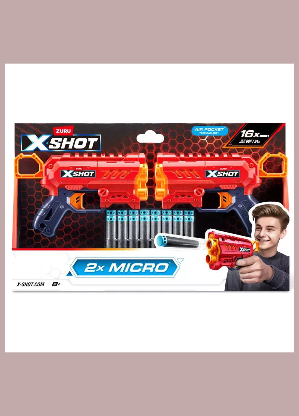 Набор бластеров Excel Double Micro 2.0 16 патронов (36727R) Zuru X-Shot (333251818)