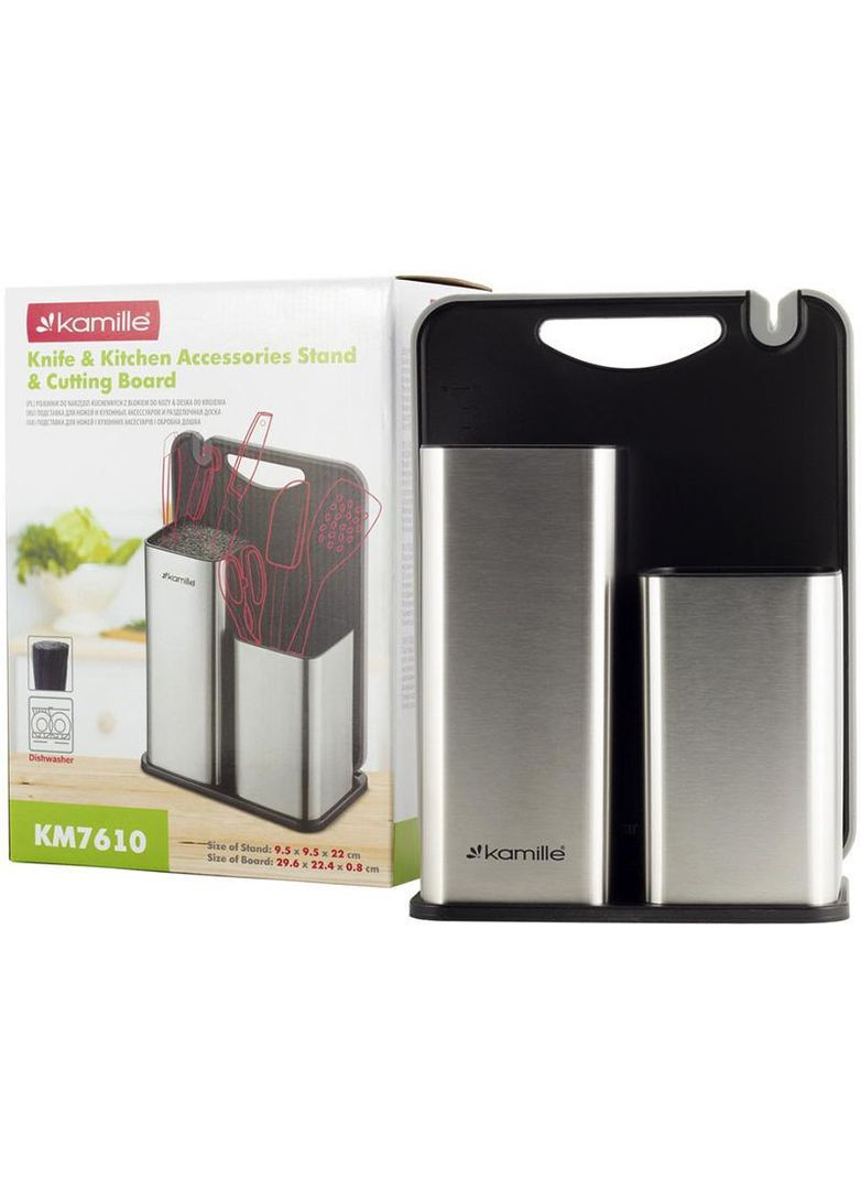 Підставка-колода Kumamoto для ножів 21х12х22см, подвійна з обробною дошкою Kamille (330019343)