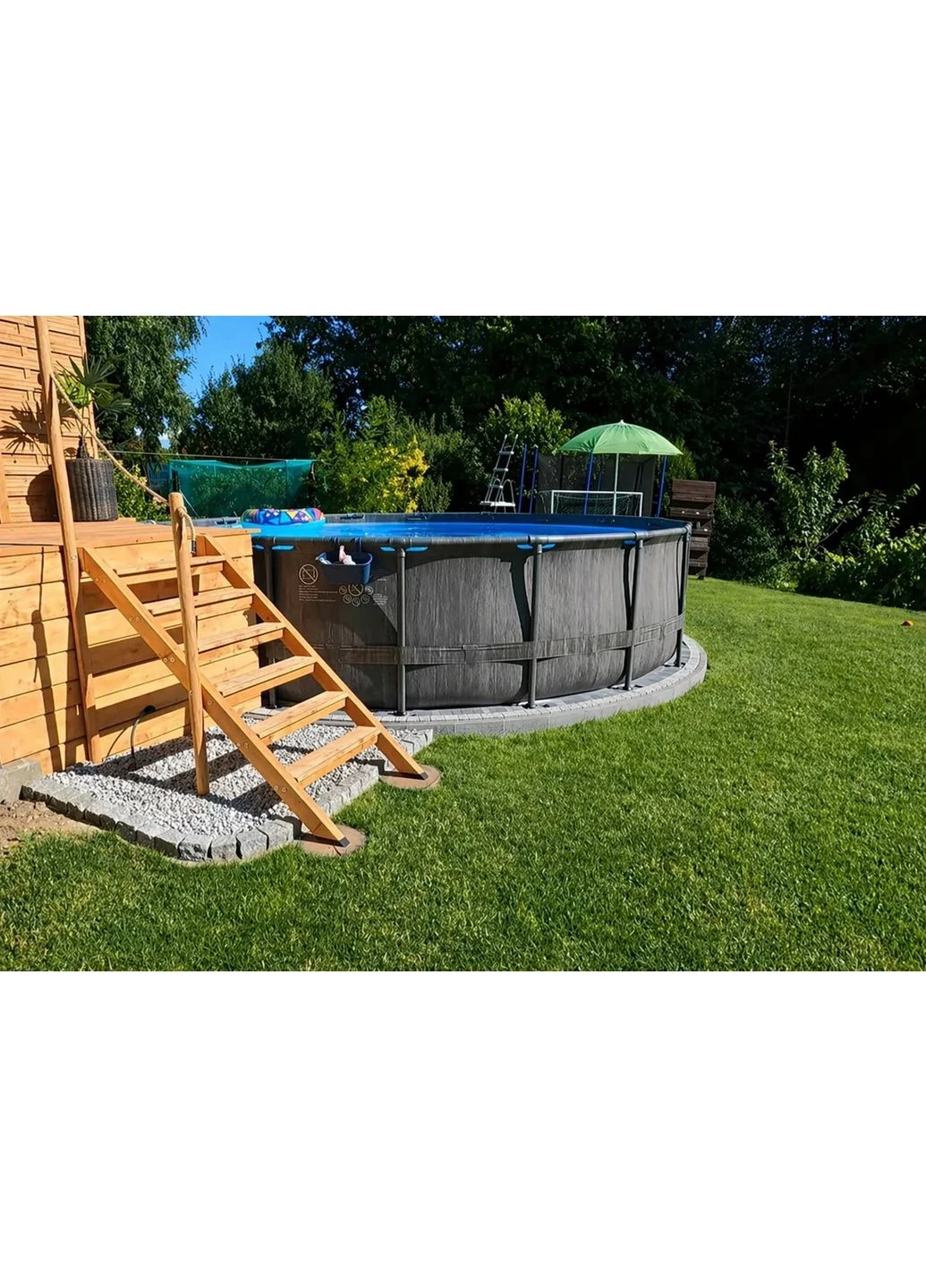 26744 549×122 см круглий каркасний басейн GreyWood Prism Frame Pool графіт з фільтр насосом, сходами, тентом Intex (390034347)