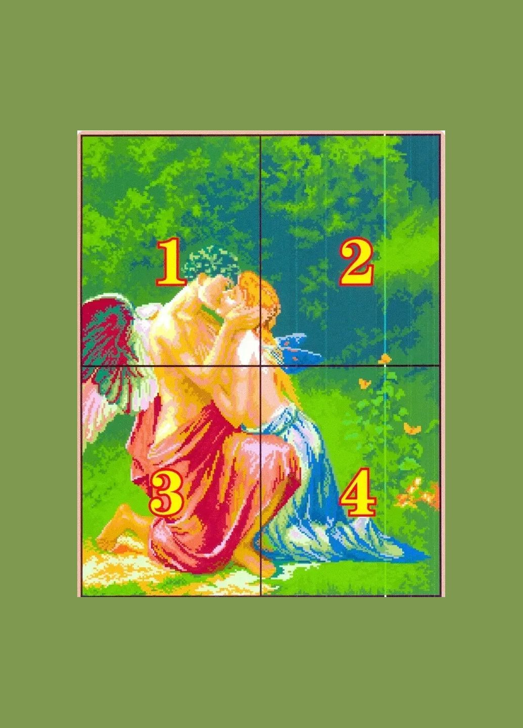 Набор для вышивания по нанесённой на канву схеме "A Kissing of Angels". AIDA 14CT printed, 46*57 см Joy Sunday (313613046)