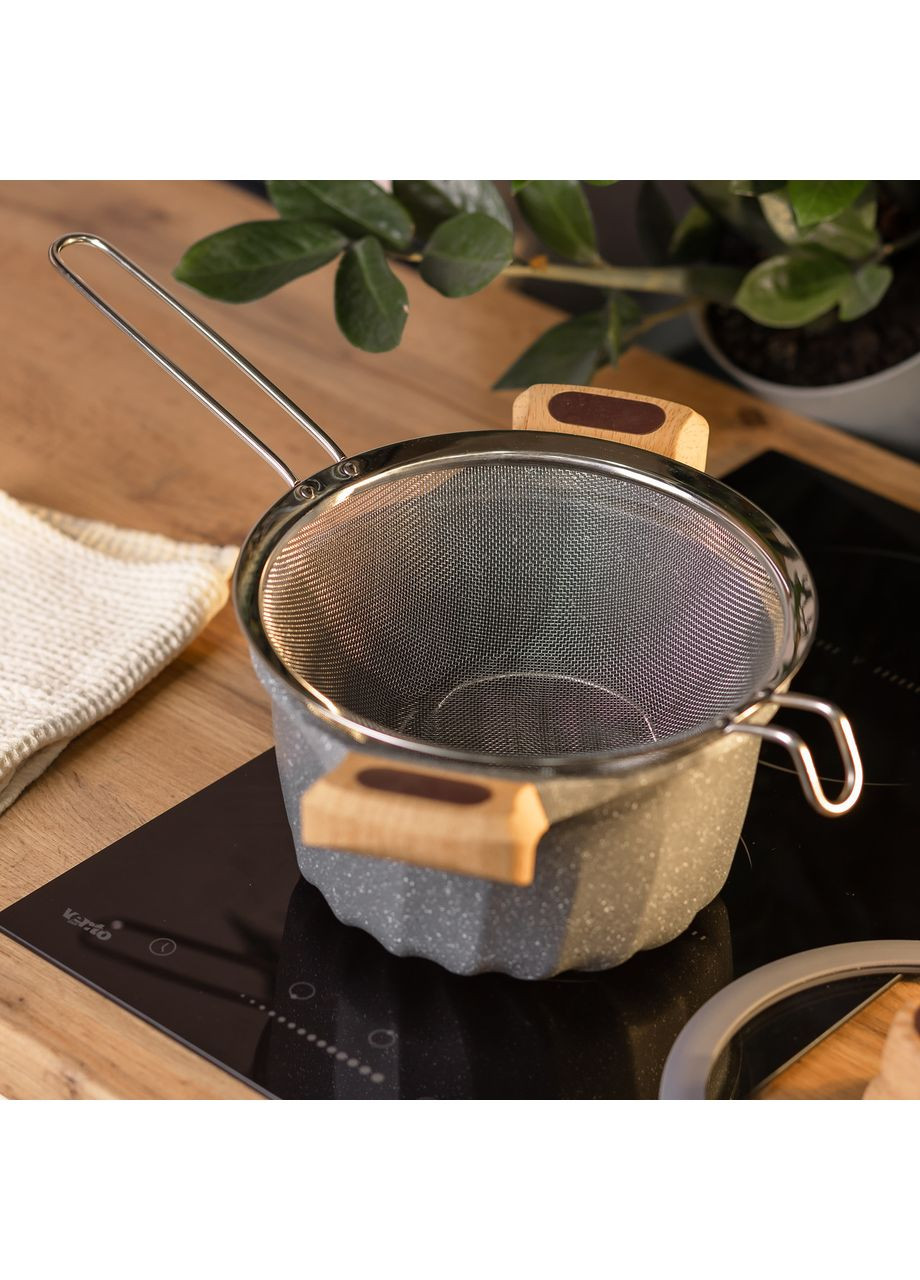 Дуршлаг-сито с ручкой 23 см из нержавеющей стали мелкоячеистое сито для просеивания и промывания овощей ProDobro (364192241)