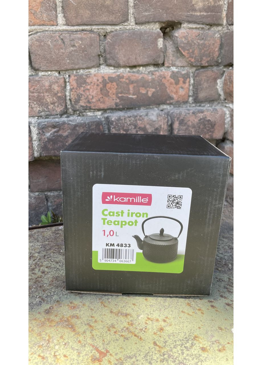 Чавунний чайник 1літр. KM-4833 в японському стилі для заварювання чаю/трав з емалевим покриттям усередині та ситечк Kamille (369717599)