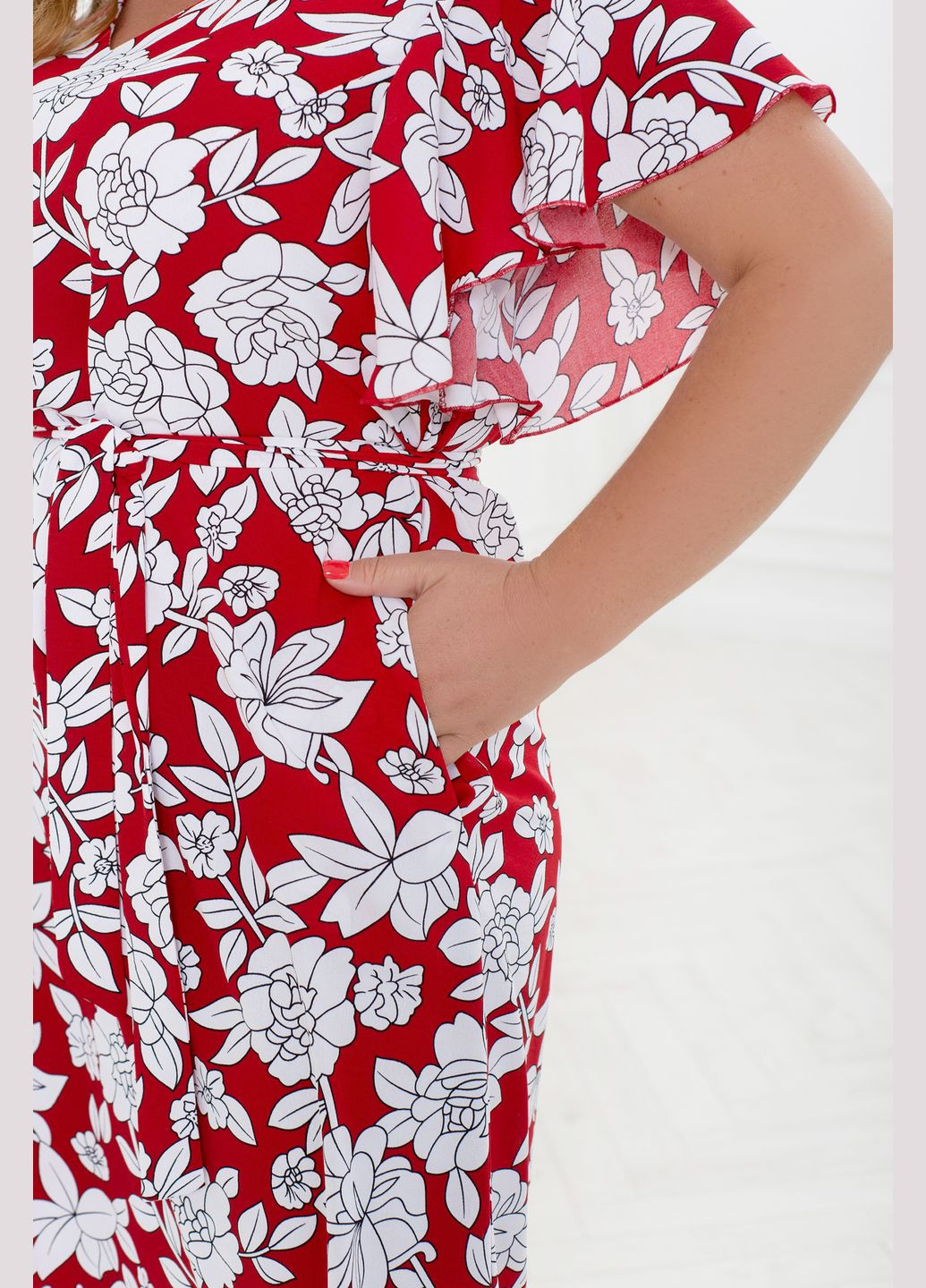 Красное повседневный цветочное платье макси колокол No Brand с цветочным принтом