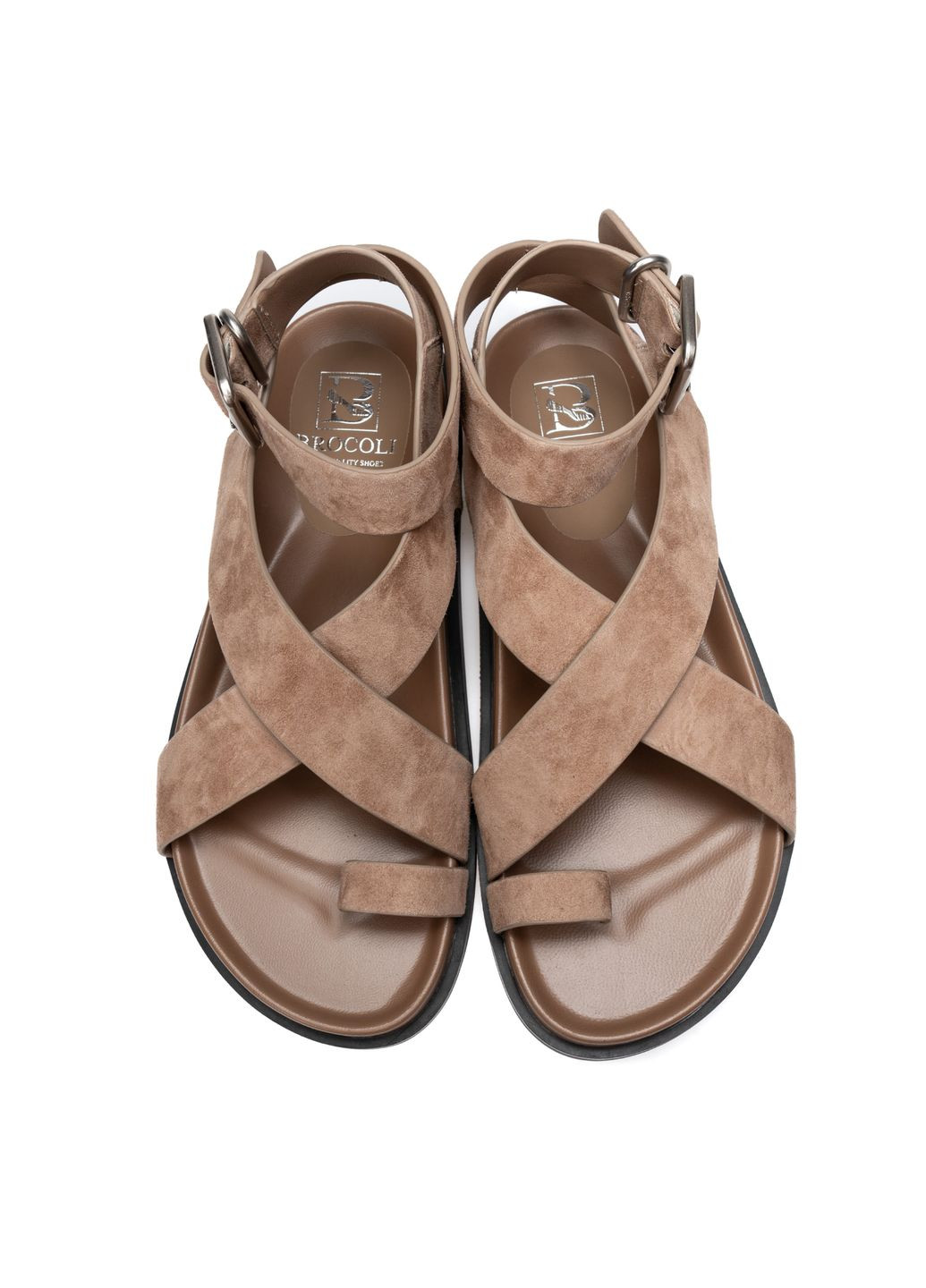 Бежевые босоножки 01623 бежевые Brocoli с ремешком