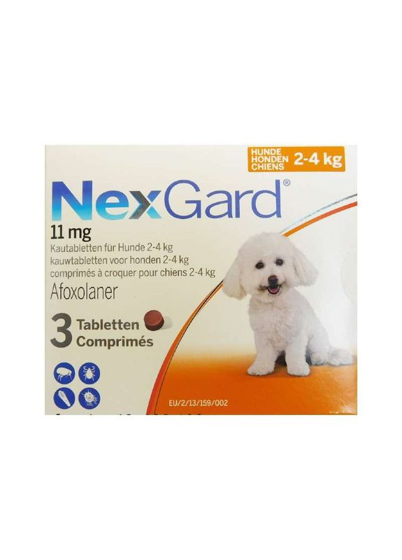 Жувальні таблетки Nexgard (Нексгард) від бліх і кліщів для собак вагою 2-4 кг (S), (1 таблетка) Boehringer Ingelheim (282927783)