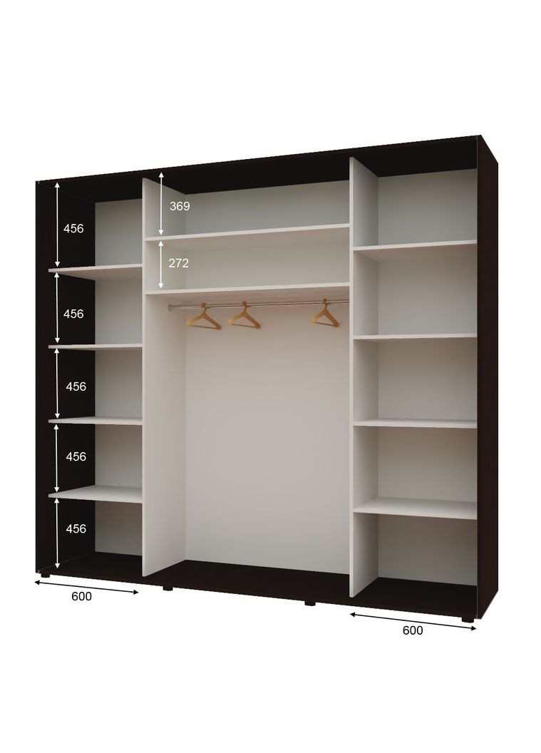 Шкаф-купе трехдверный Комфорт Мебель 250*60*240 см Венге 3 двери ДСП Макси Комфорт Меблі (360433818)