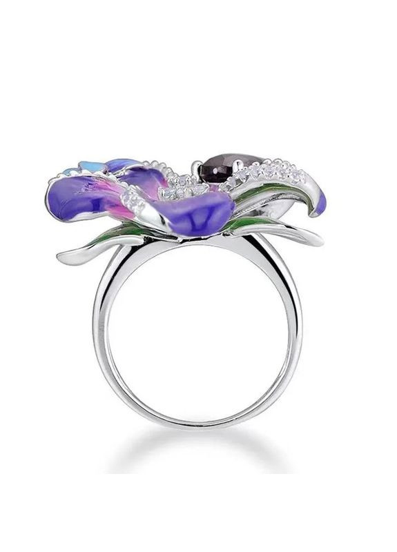Каблучка жіноча елегантна фіолетоворожева персикова квітка р 20 Fashion Jewelry (285780983)