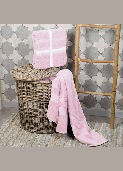 Простирадло махрове 200*220 (бордюр ДВІЙНОЇ) РОЖЕВИЙ Aisha рожевий