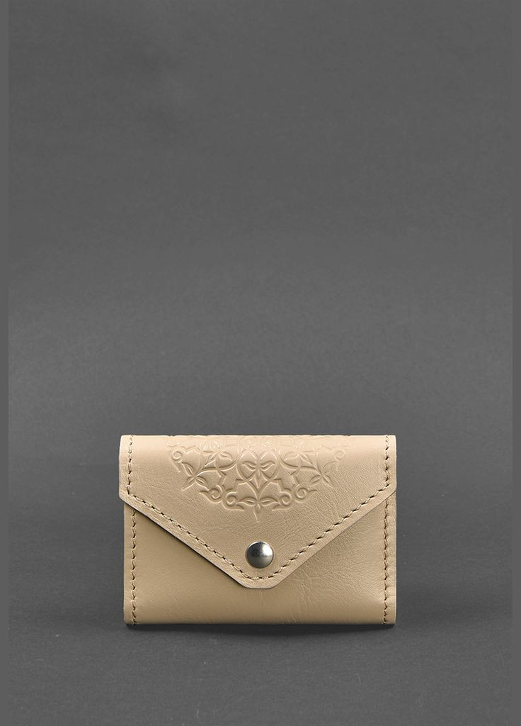 Жіночий шкіряний кард-кейс 3.0 (Гармошка) світло-бежевий з мандалою (A-027990) BlankNote (328444862)