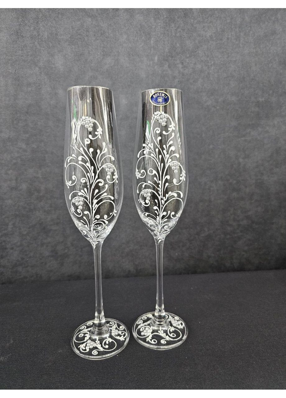 Весільні келихи 2 шт Парні келихи на весілля Красиві весільні келихи для шампанського Bohemia (367056080)